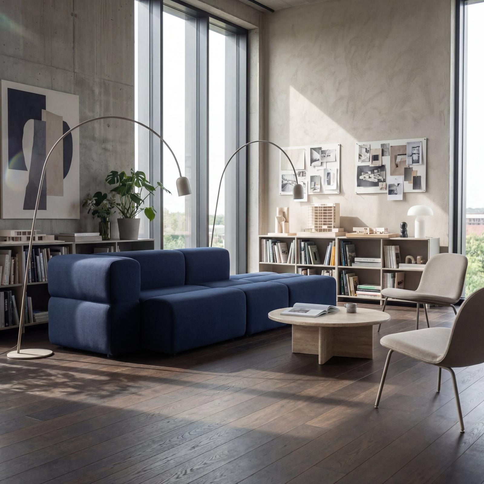 KEEEP modules forming a bench in a breakout zone in an office space.