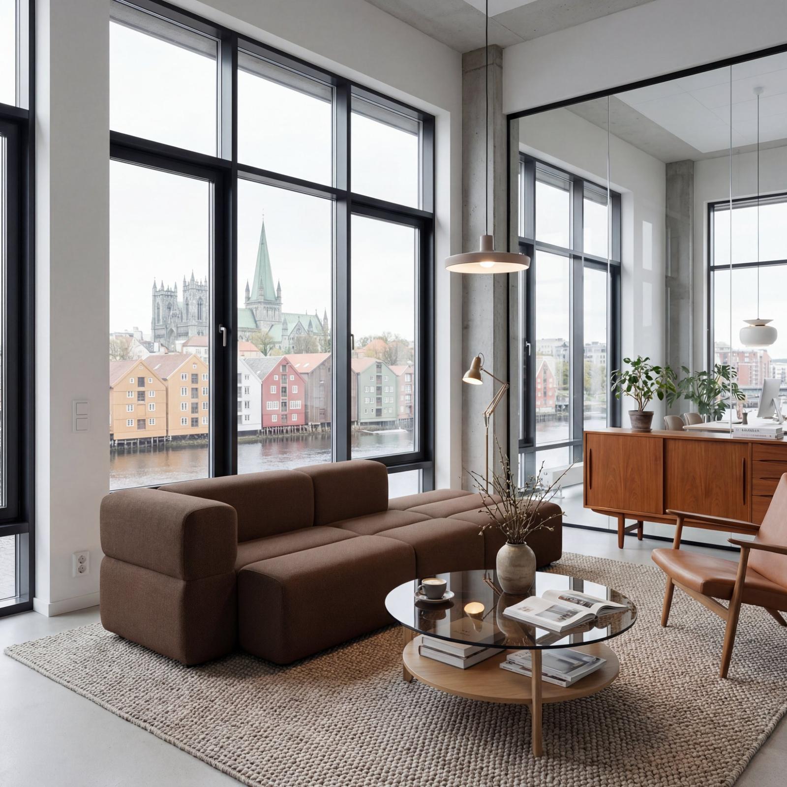 KEEEP sofa in an architecture studio in Trondheim, overlooking the Nidelva river and Nidaros Cathedral.